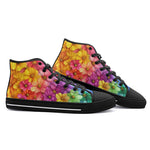 High-Top Canvas Shoes Colorful Blooming Chrysanthemums Flowers