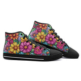 High-Top Canvas Shoes Vibrant Bouquet of Flowers