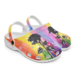 Classic Clogs Black Rose Rainbow Dripping Paint