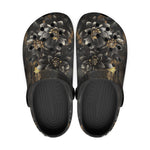 Classic Clogs Black and Gold Dahlia Flowers